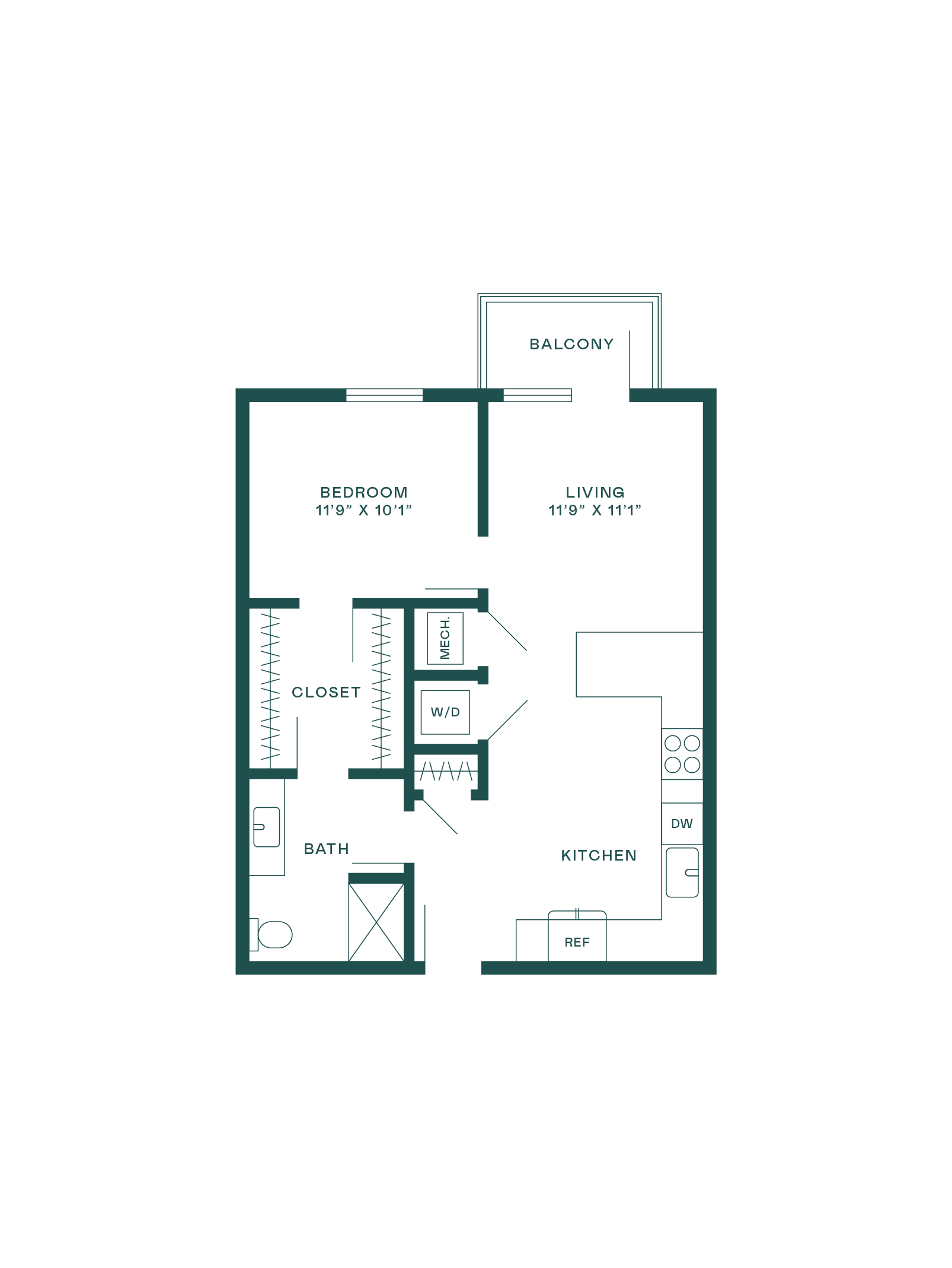1D floor plan