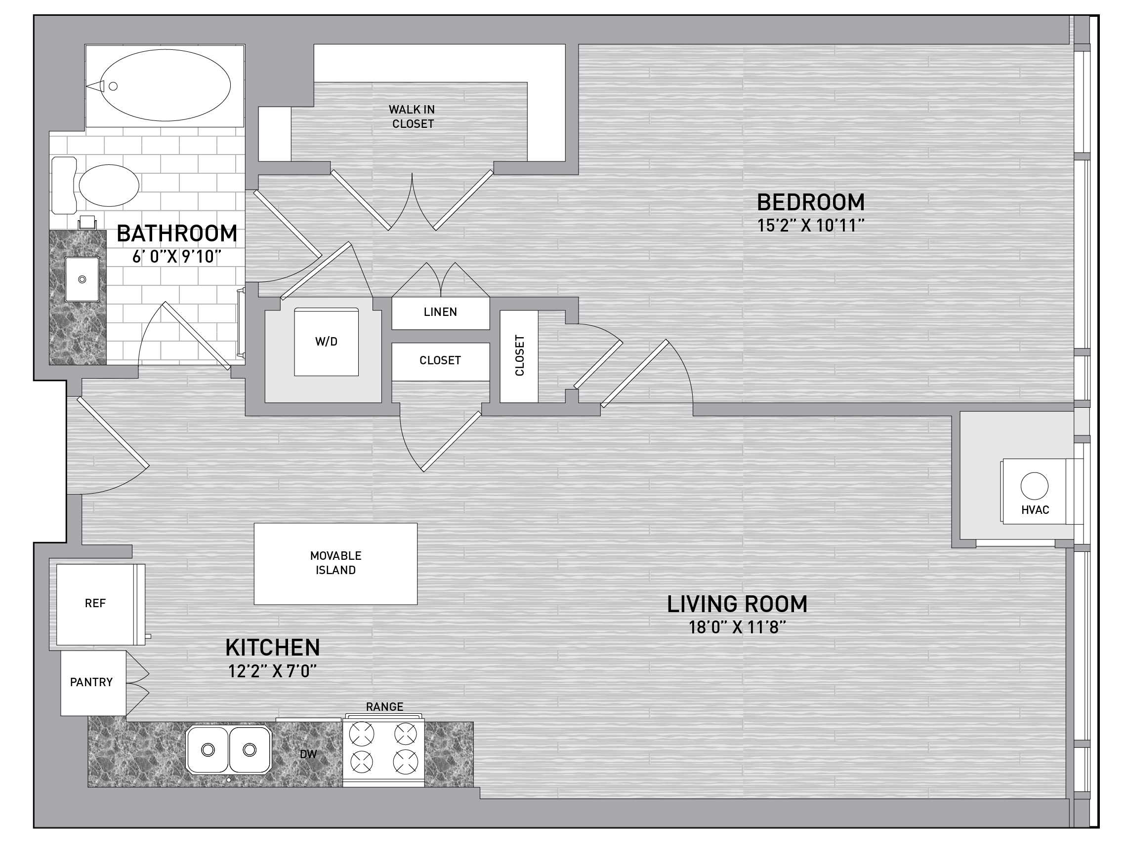 27/29 Stack - 1 Bed 1 Bath-A1.1 floor plan