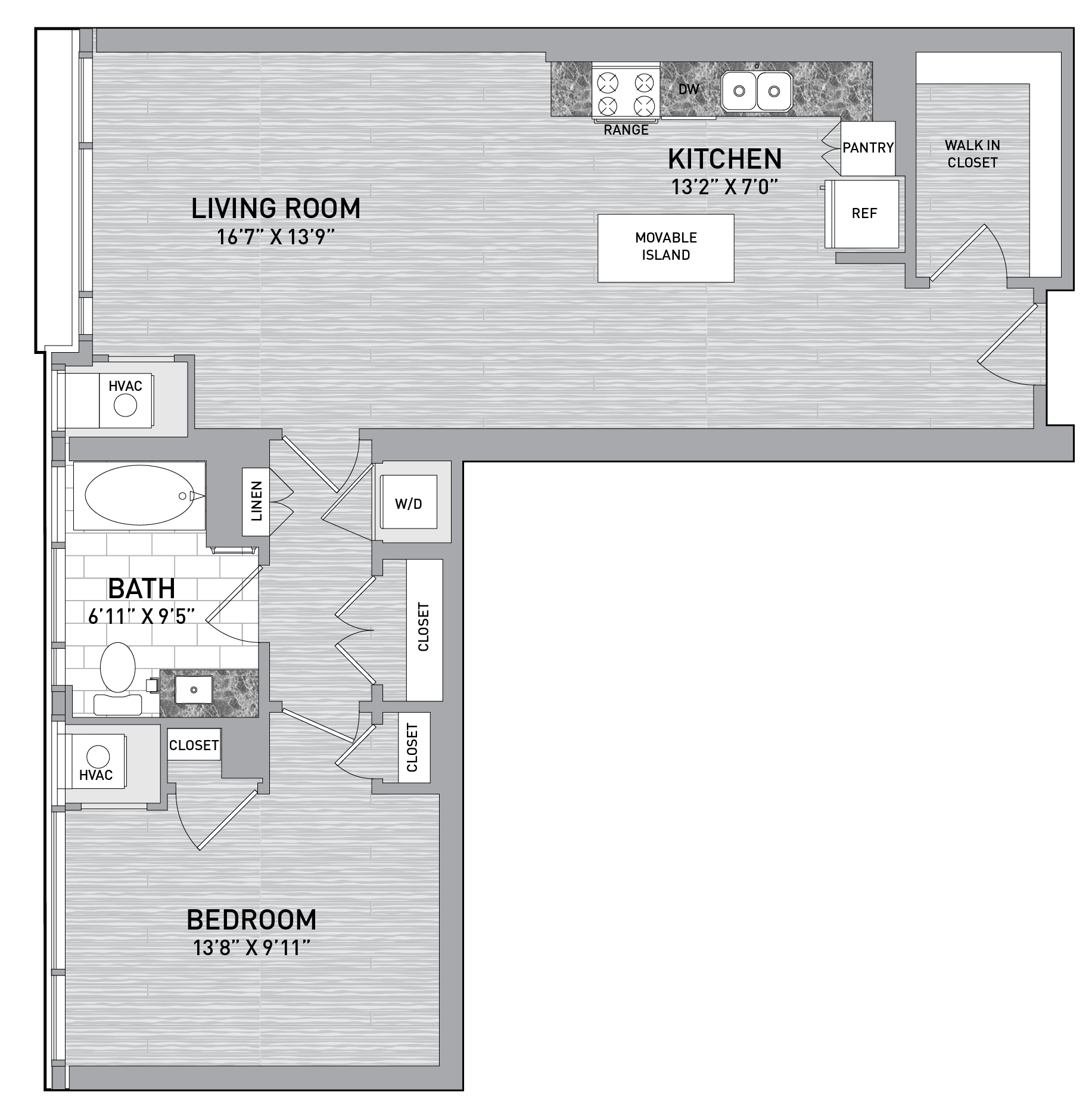 32 stack - 1 Bed 1 Bath-A20 floor plan
