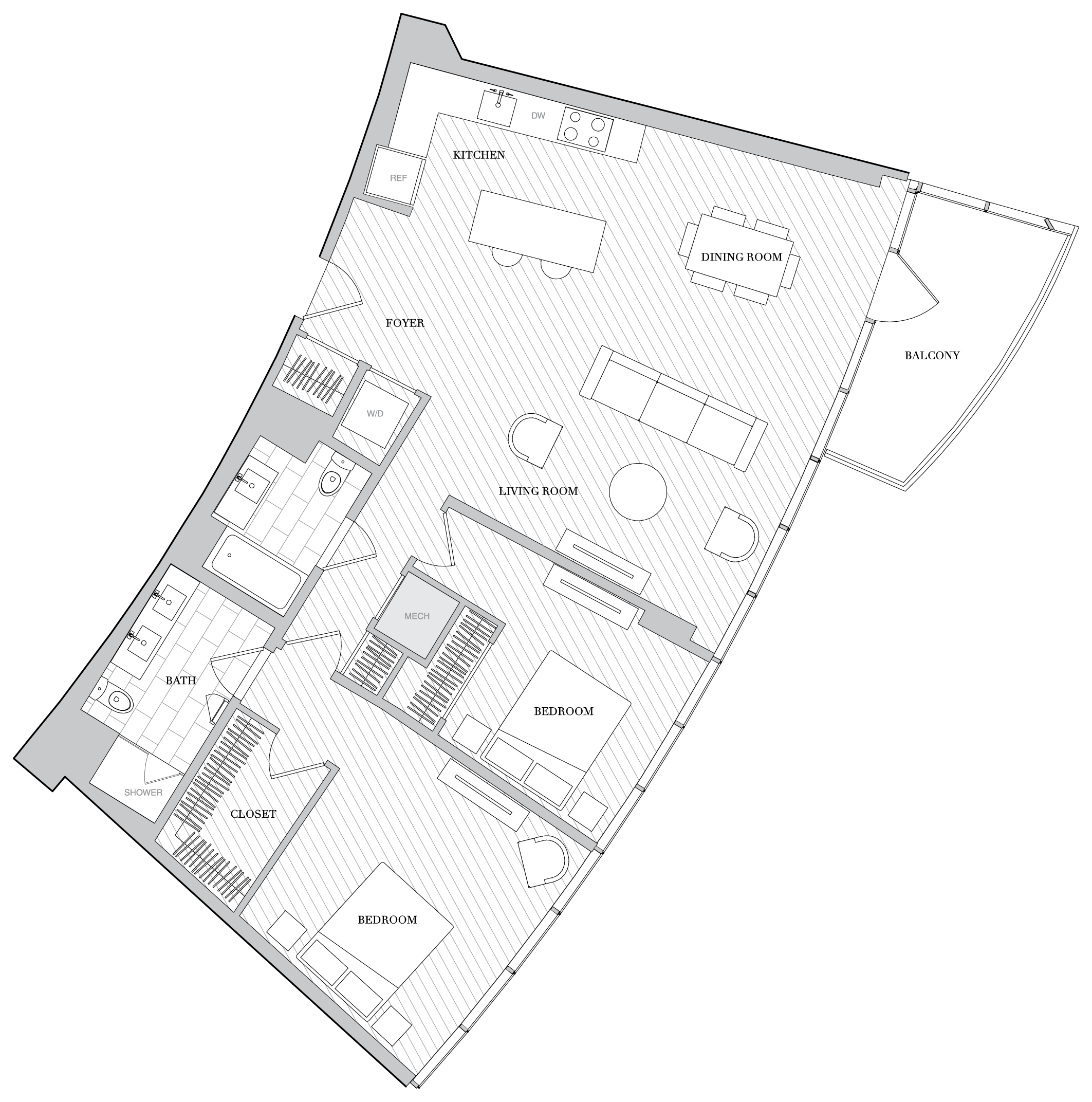 2 Bed 2 Bath B2G floor plan