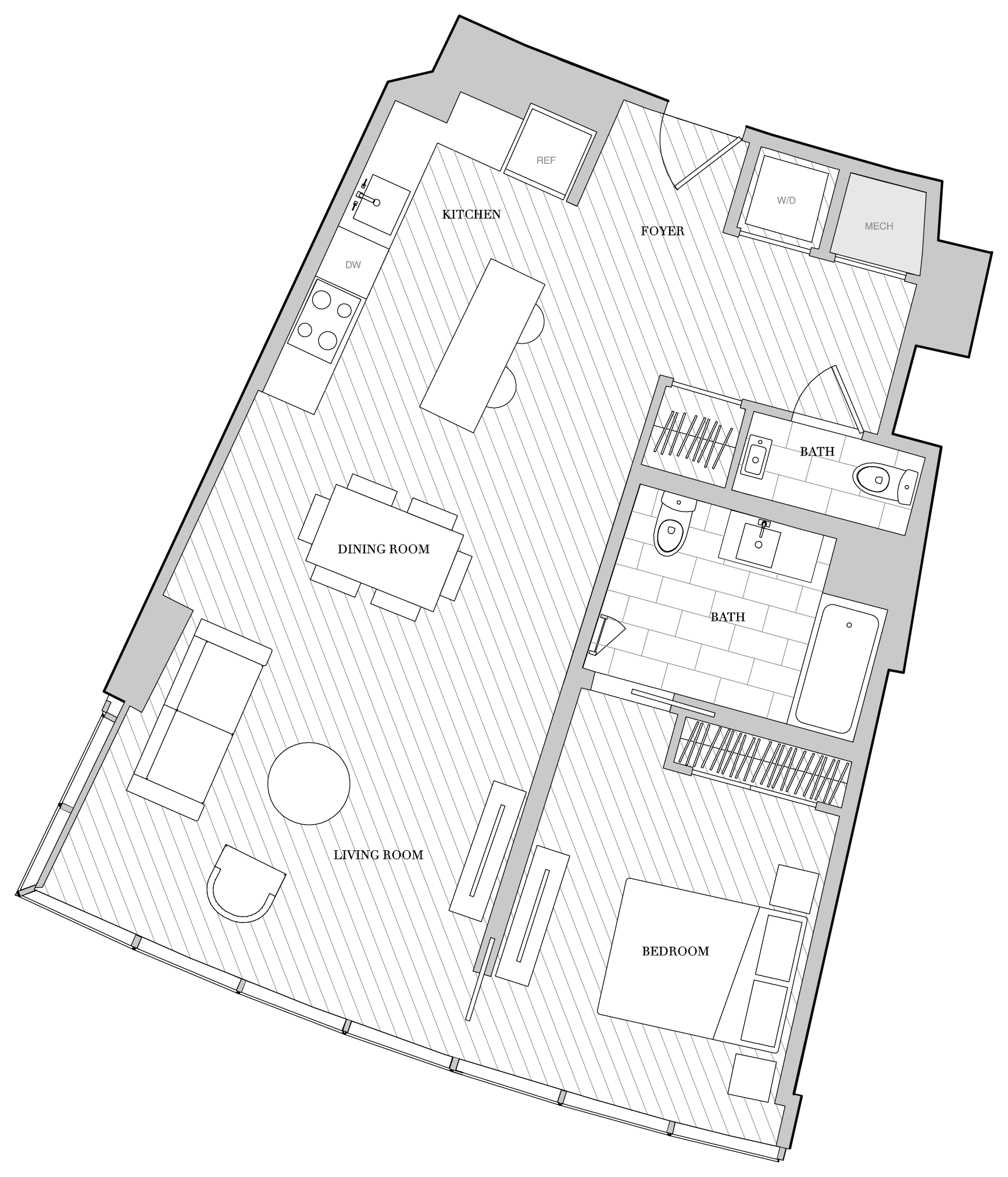 1 Bed 1 5 Bath B1 5F floor plan