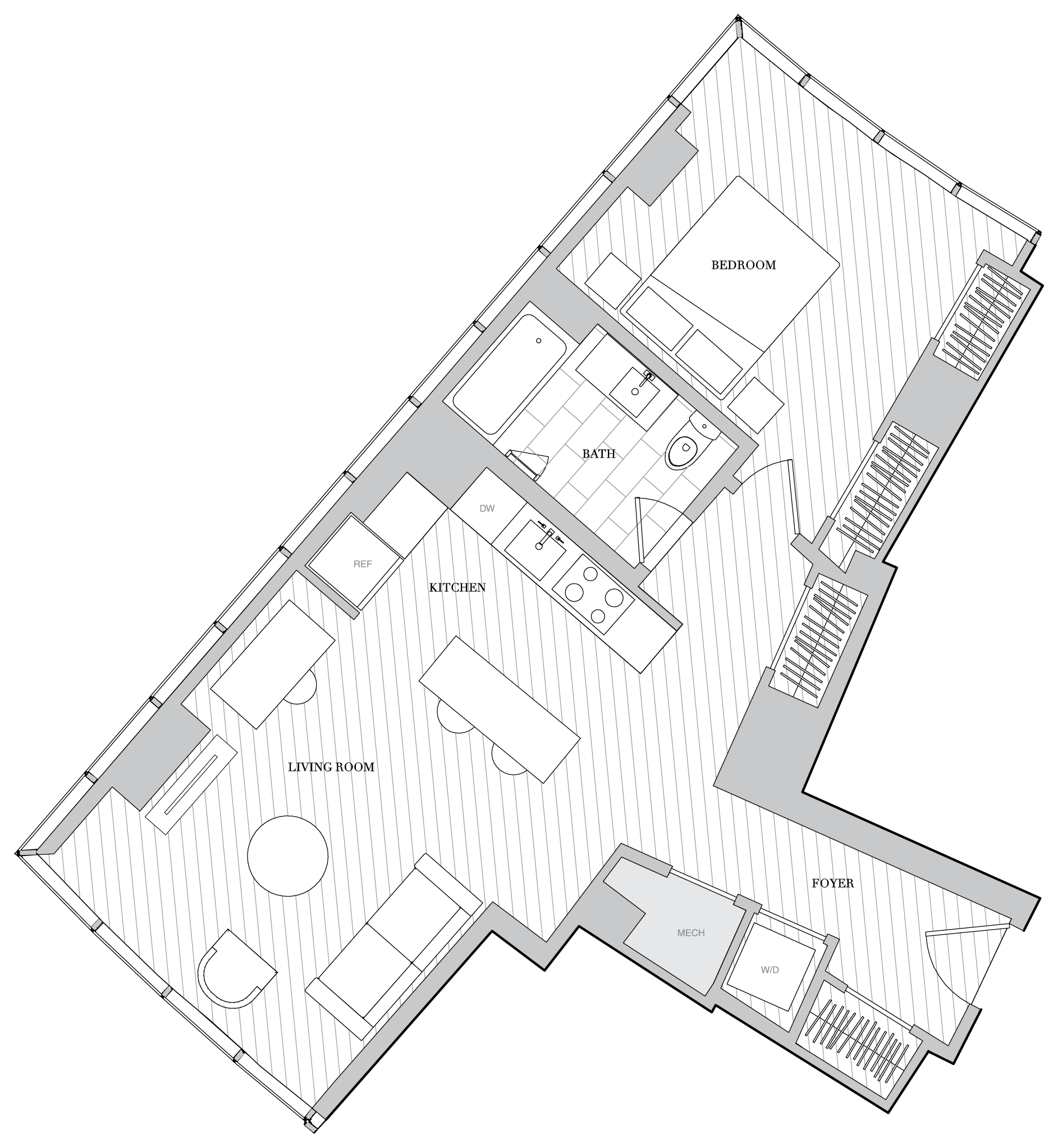 1 Bed 1 Bath B1M floor plan