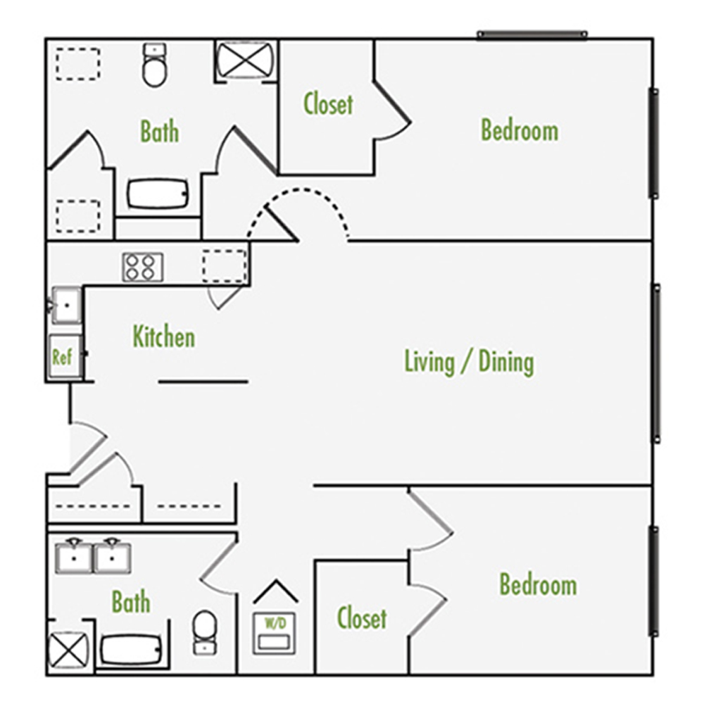 2x2 flat floor plan