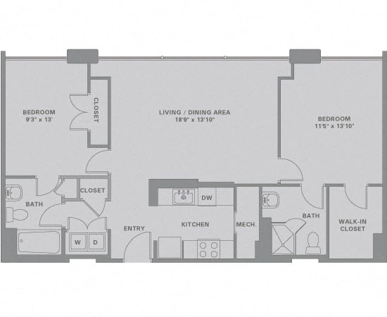 2 Bed/2 Bath-B2 floor plan