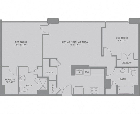 2 Bed/2 Bath-B3 floor plan