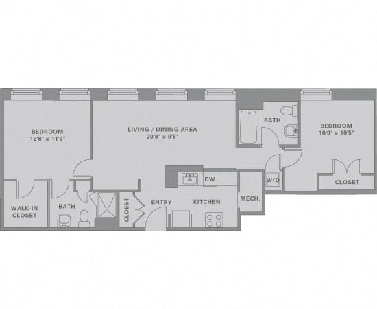 2 Bed/2 Bath-B1 floor plan