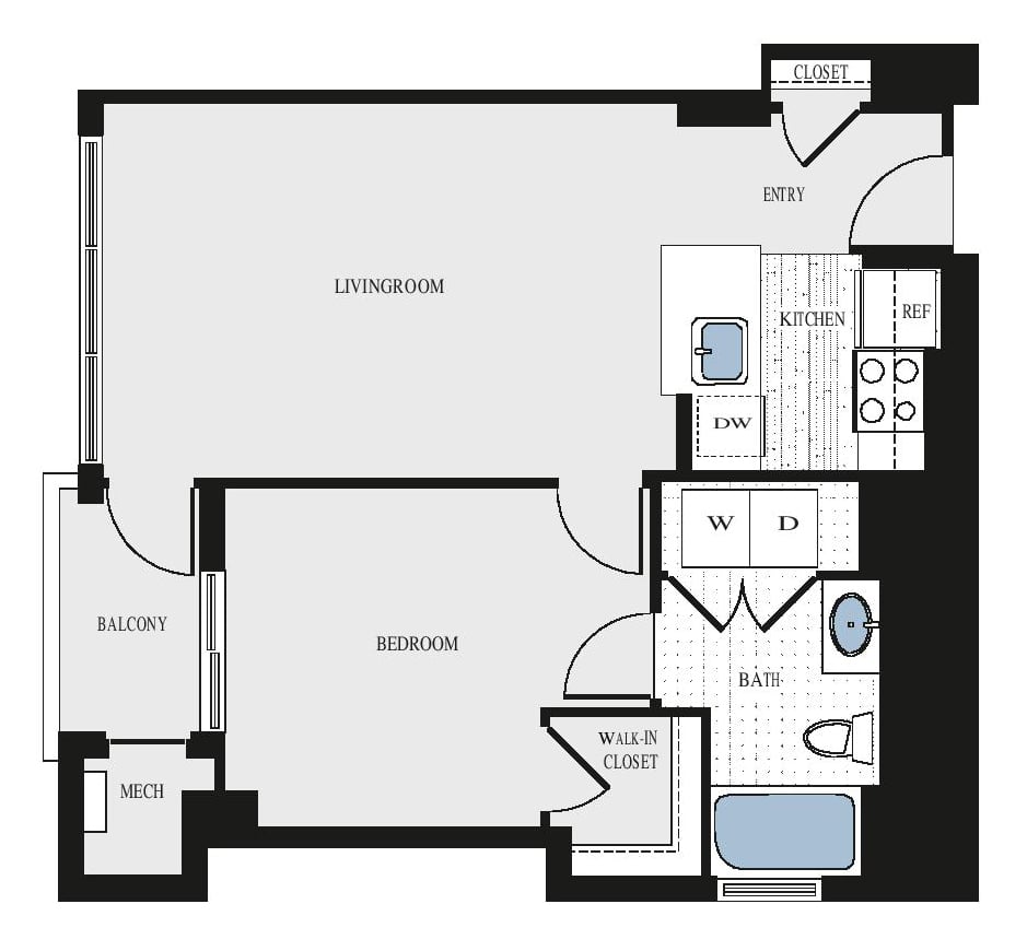 1 Bed/1 Bath - aaj3 floor plan