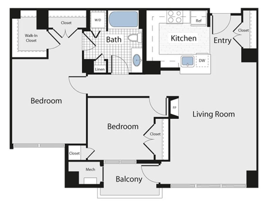 1 Bed/1 Bath - aad2 floor plan