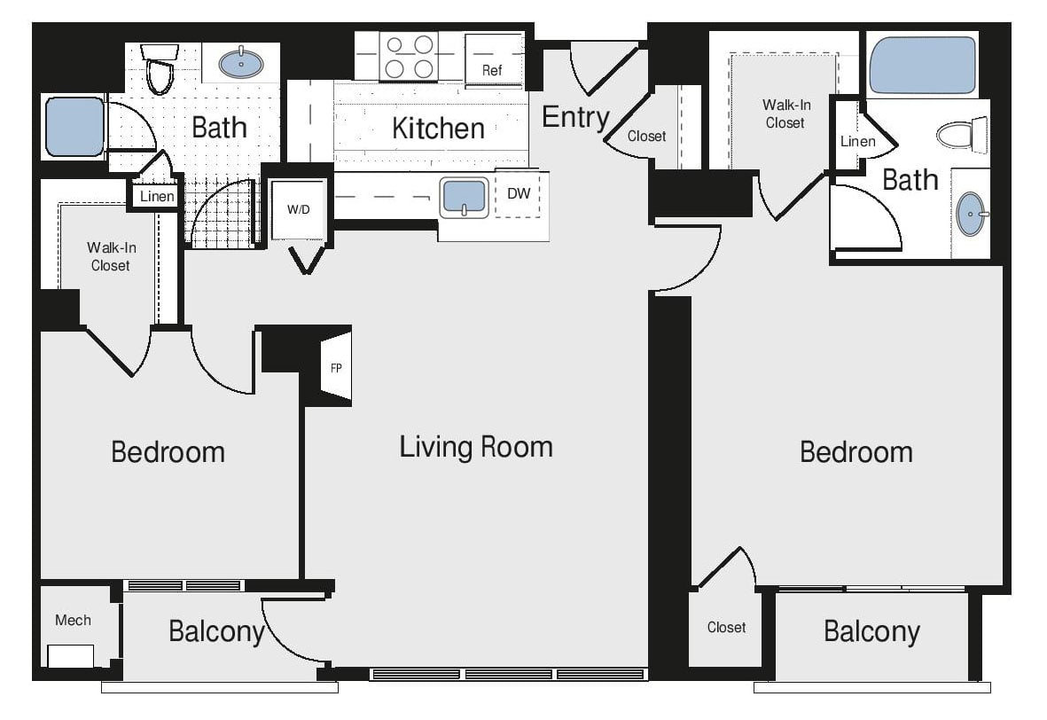 2 Bed/2 Bath - bc3 floor plan