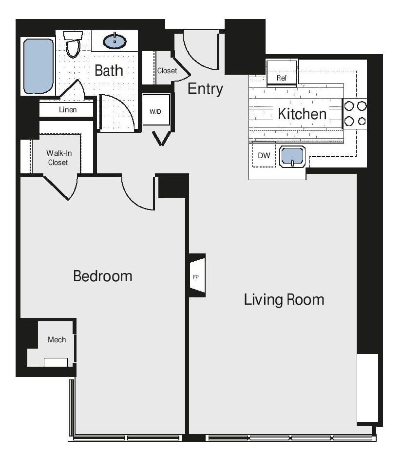 1 Bed/1 Bath - aa3 floor plan