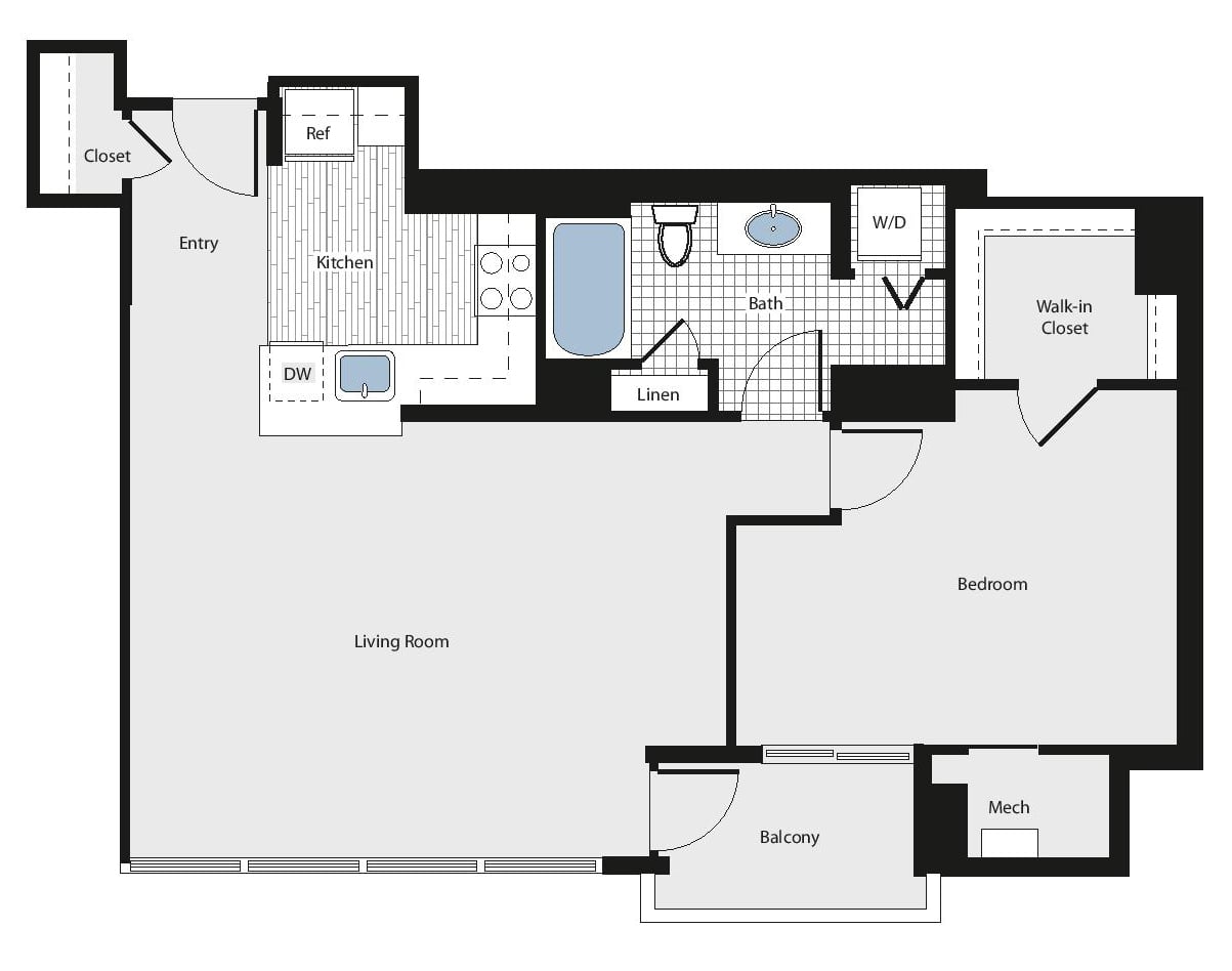 1 Bed/1 Bath - aa6 floor plan