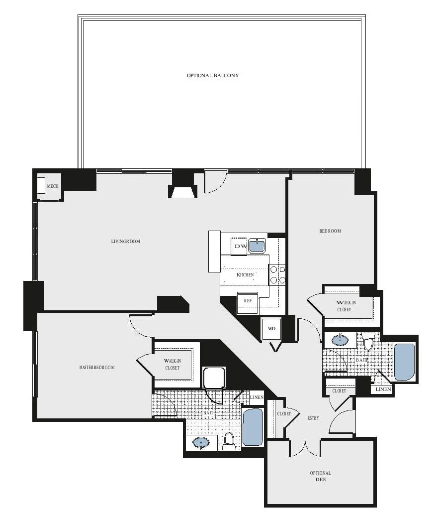 2 Bed/2 Bath Den - bcd3 floor plan