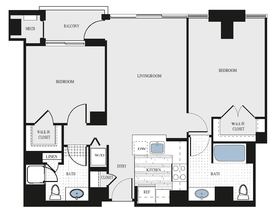 2 Bed/2 Bath - bcj1 floor plan