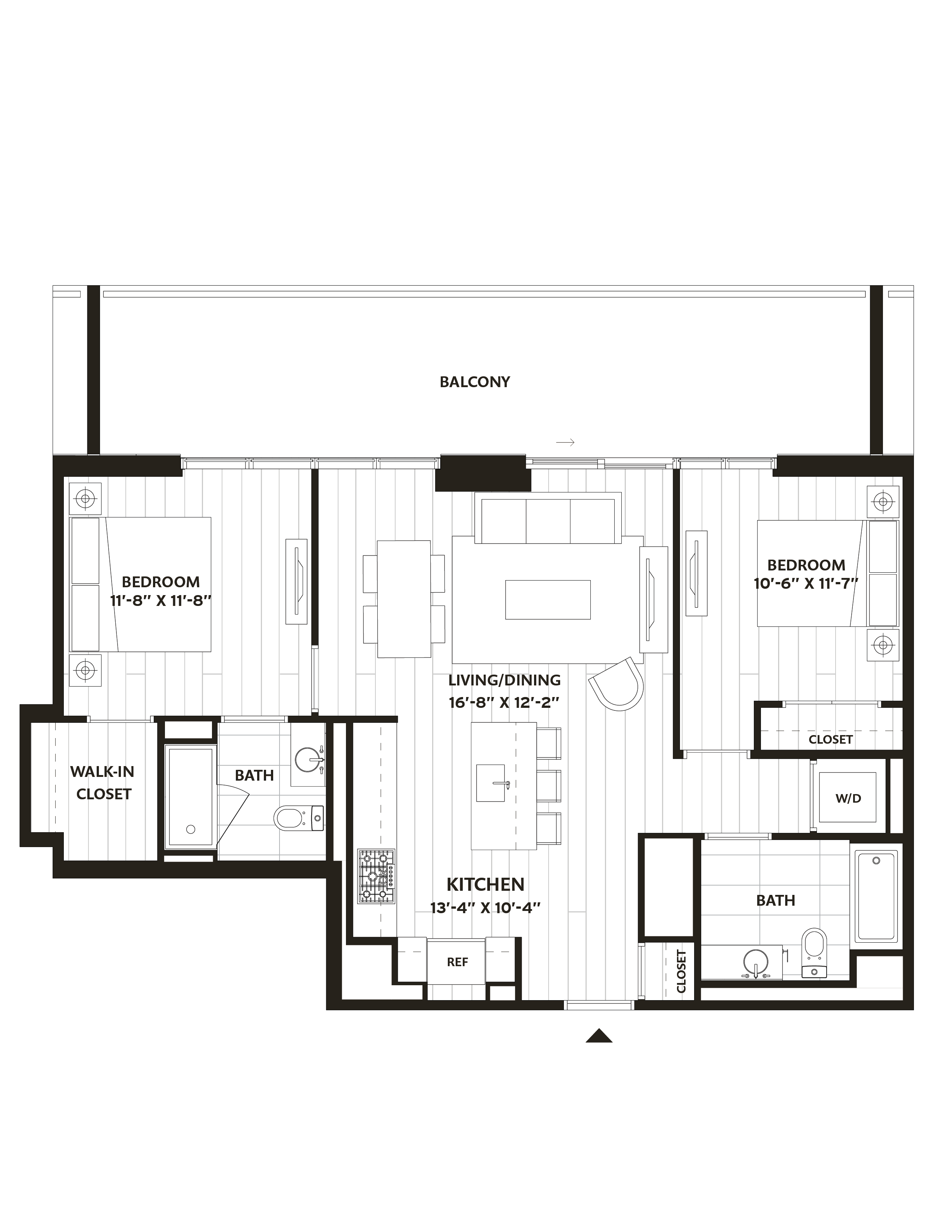 2 Bed/2 Bath-B2 floor plan