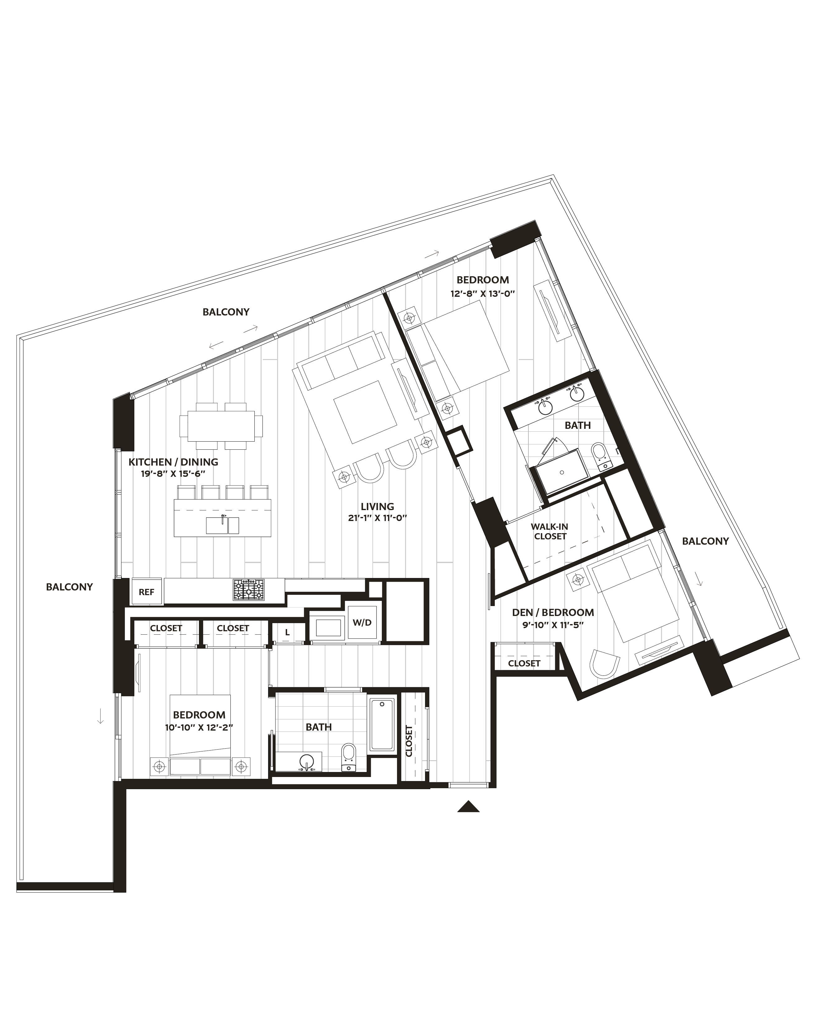 2 Bed/2 Bath Den-B3 floor plan