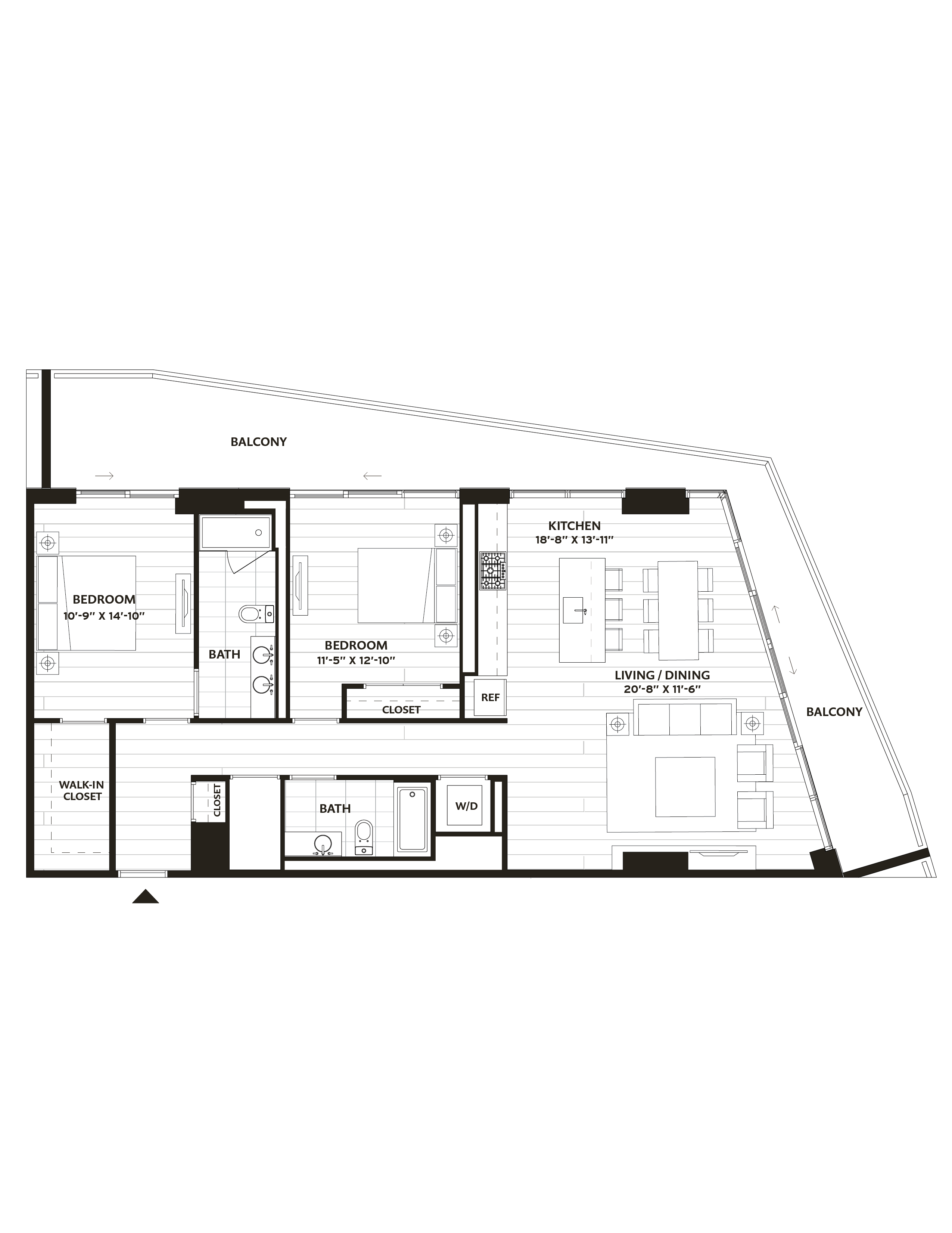 2 Bed/2 Bath-B6 floor plan