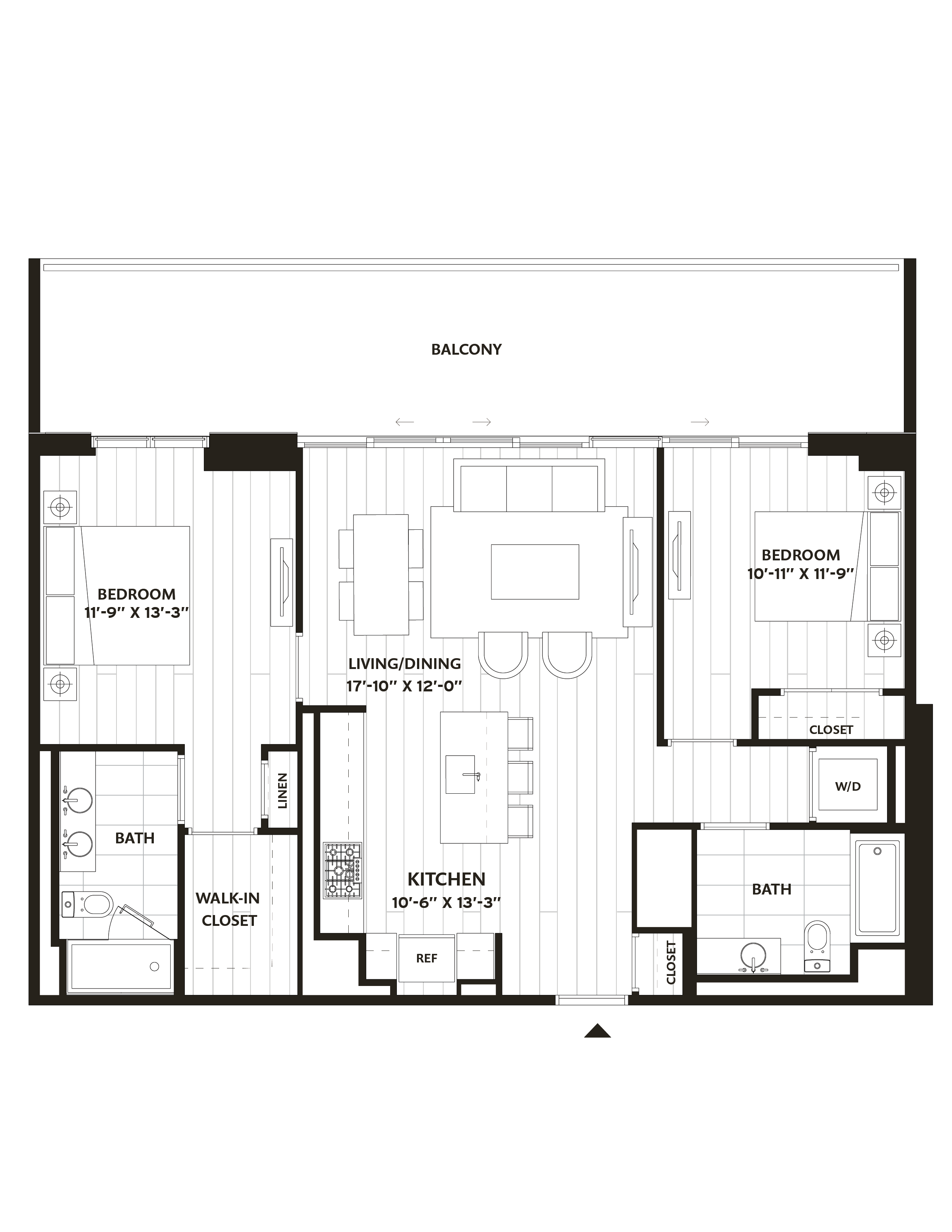 2 Bed/2 Bath-B1 floor plan