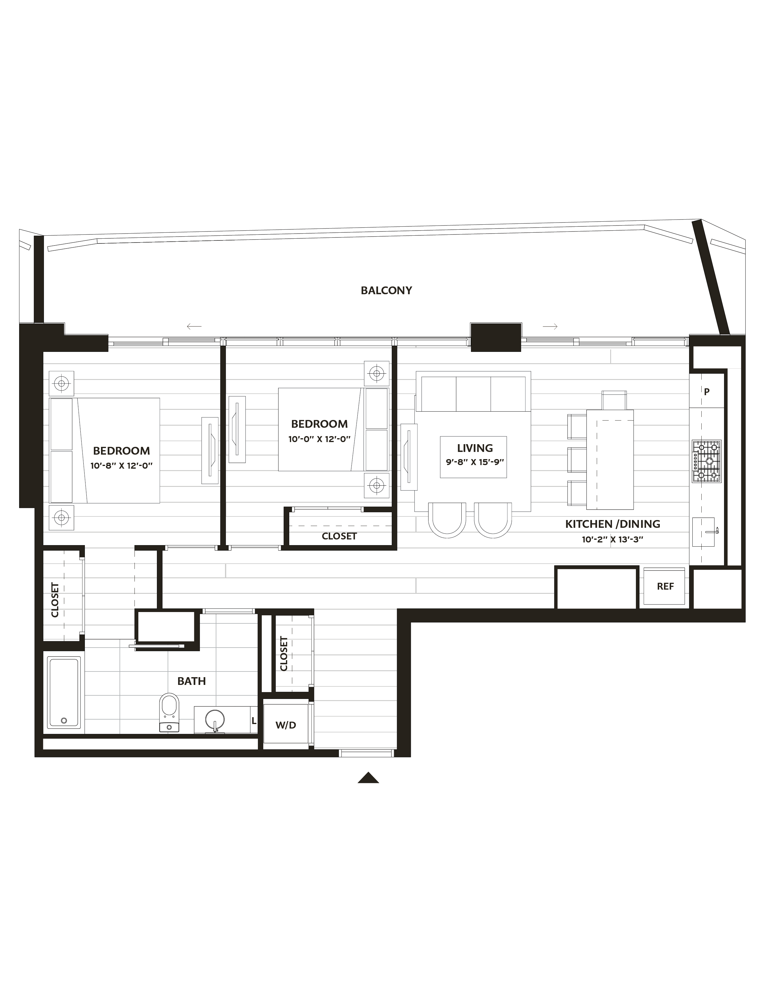 2 Bed/1 Bath-B13 floor plan