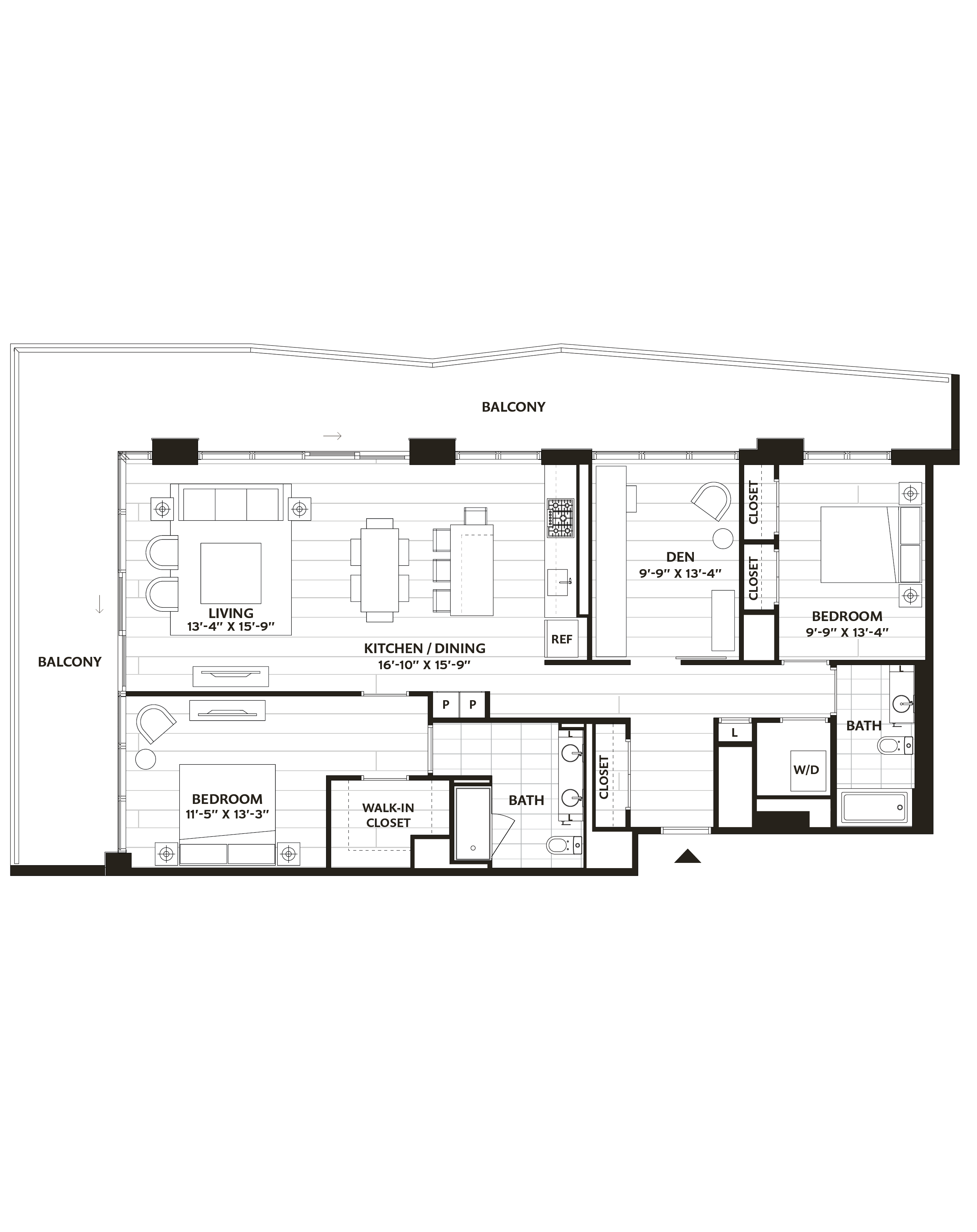 2 Bed/2 Bath Den-B10 floor plan