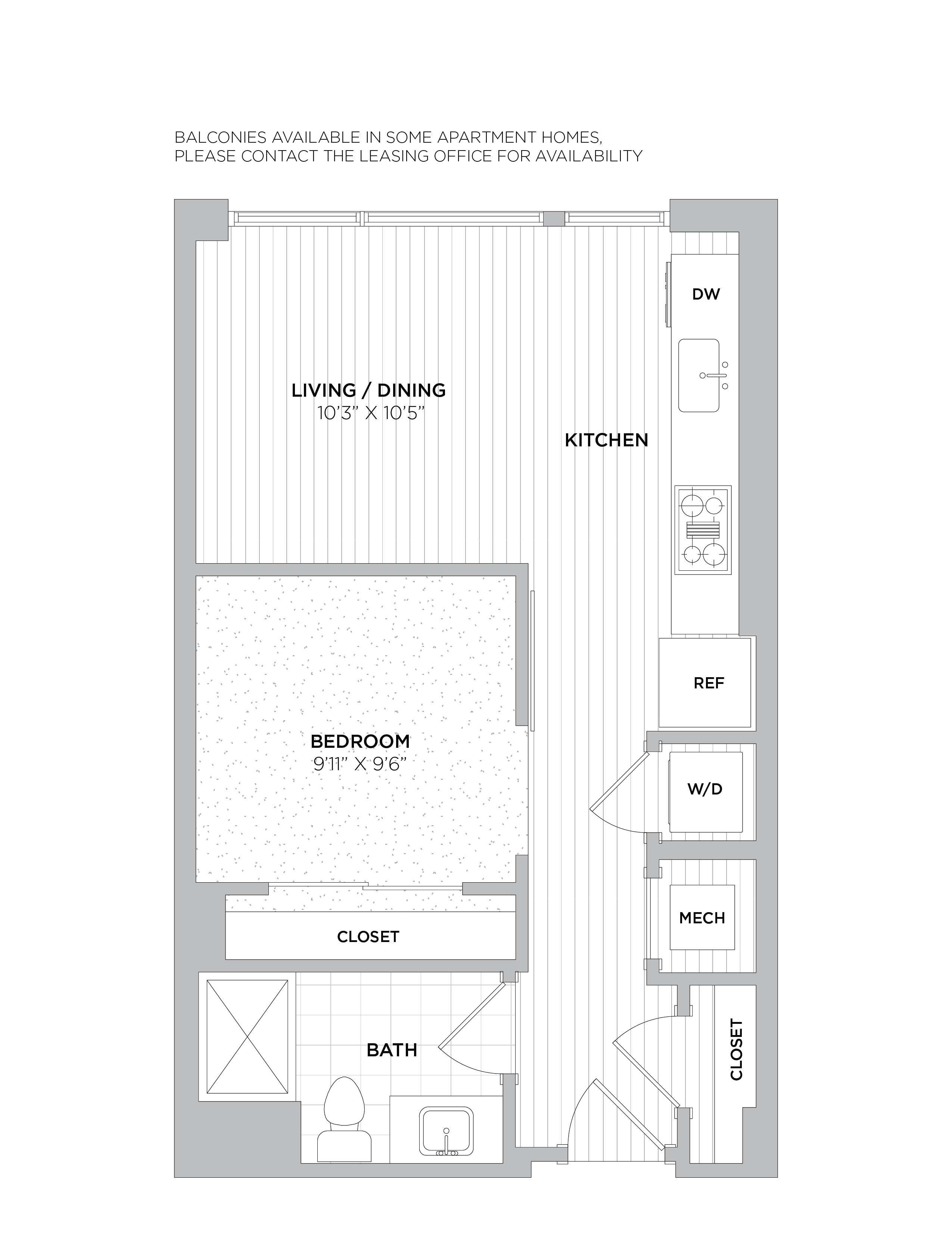 JR 1 Bed/1 Bath-JR2 floor plan