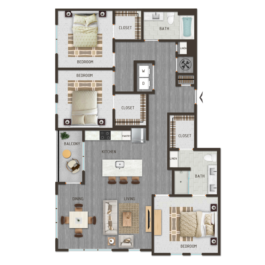 3 Bedroom Apartment – 6010 Renaissance Pkwy #1408, Fairburn, GA
