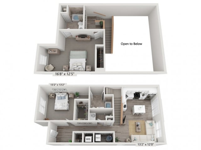 2 Bed 2 Bath Townhome floor plan