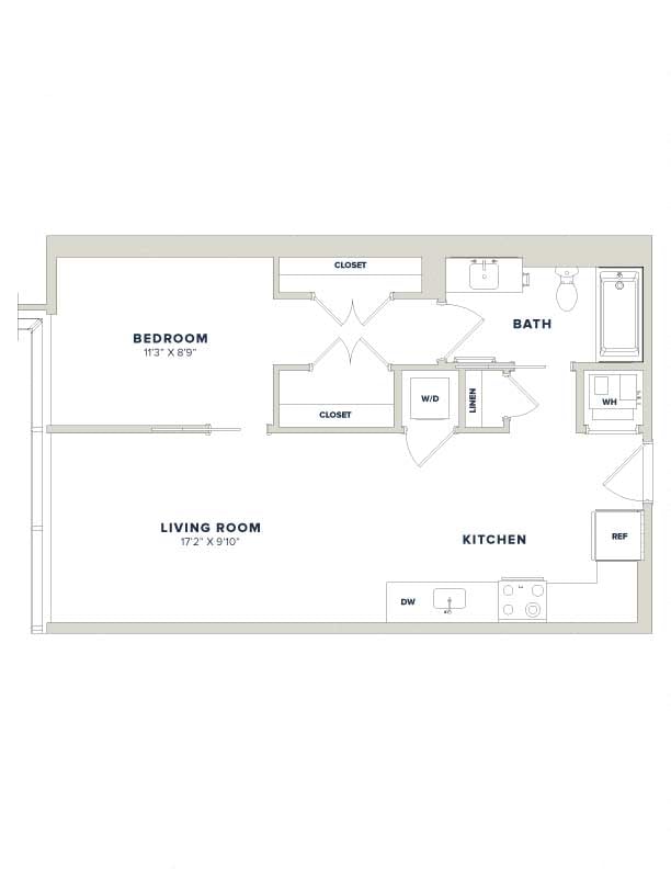 1 Bed-1 Bath-1G Luminary floor plan