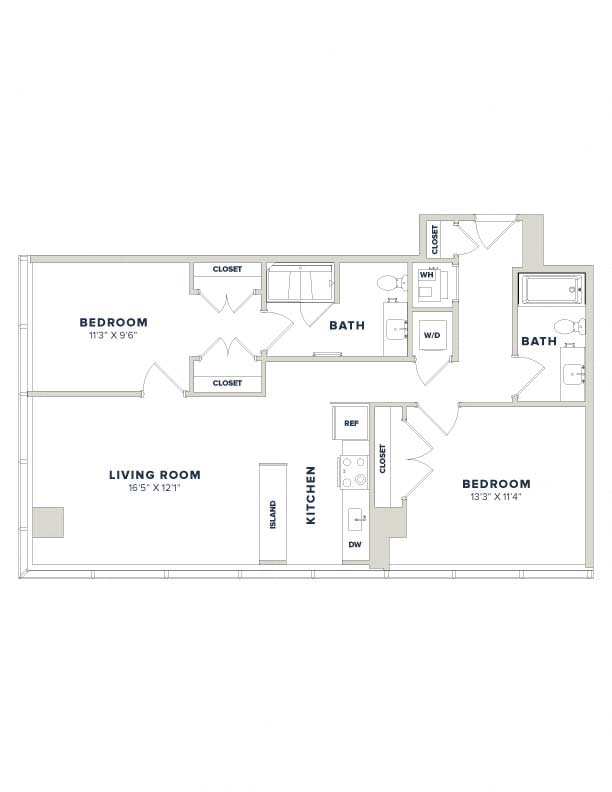 2 Bed-2 Bath- 2F Luminary floor plan