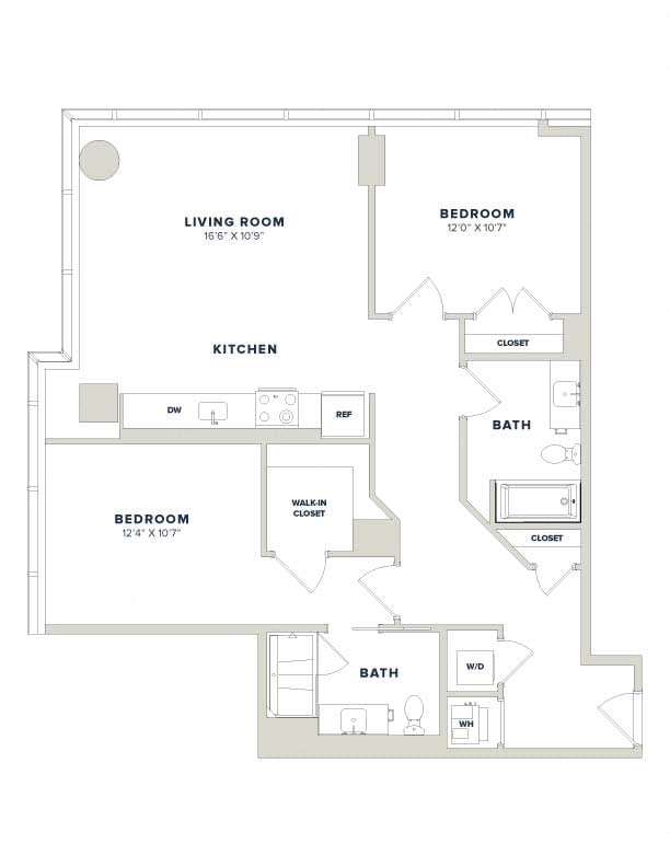 2 Bed-2 Bath- 2B Luminary floor plan