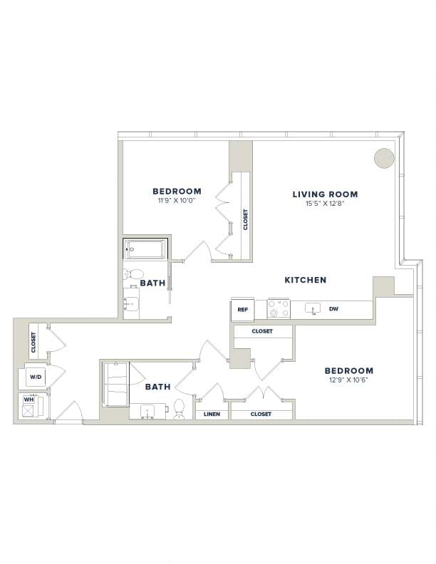 2 Bed-2 Bath- 2D Luminary floor plan