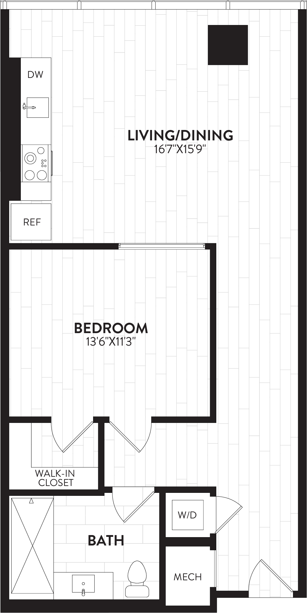 1 Bed-1Bath-1N Alchemy floor plan