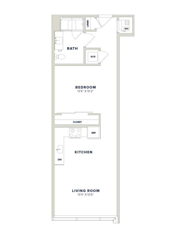 1 Bed-1 Bath JR-1D Luminary floor plan
