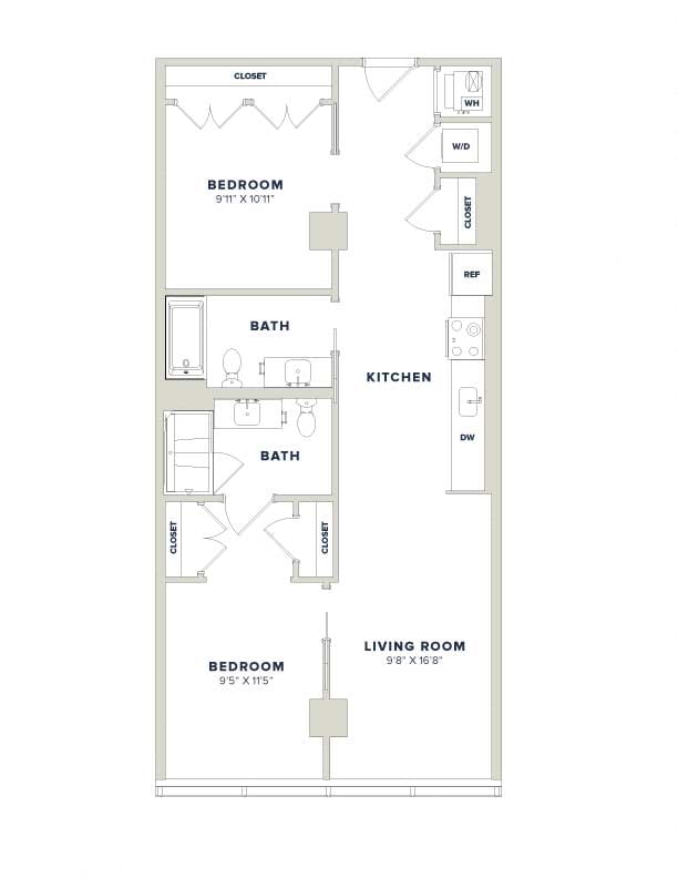 2 Bed-2 Bath- 2A Luminary floor plan