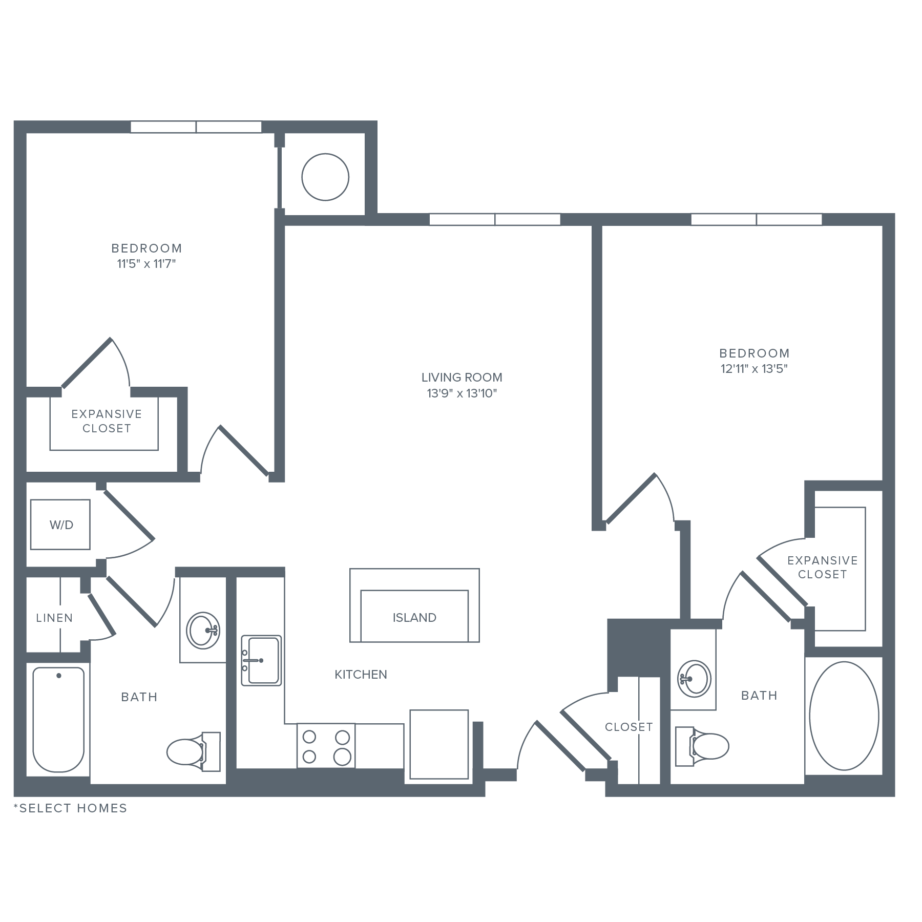B01R | 2 Bed | 2 Bath floor plan