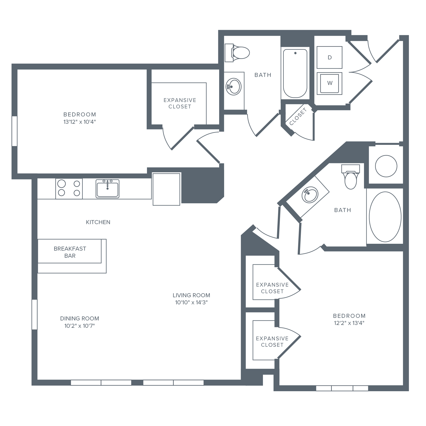 B02R | 2 Bed | 2 Bath floor plan