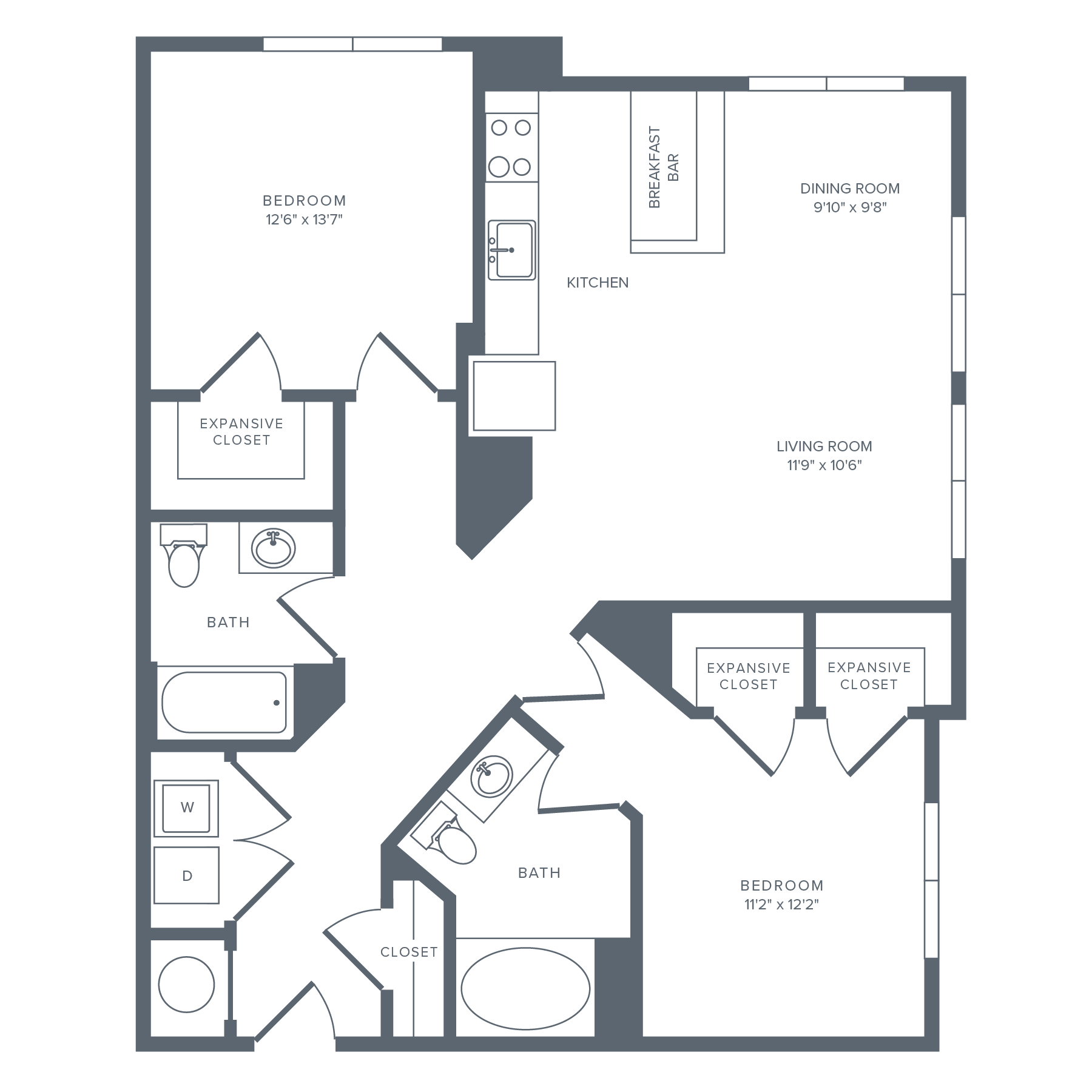 B07R | 2 Bed | 2 Bath floor plan