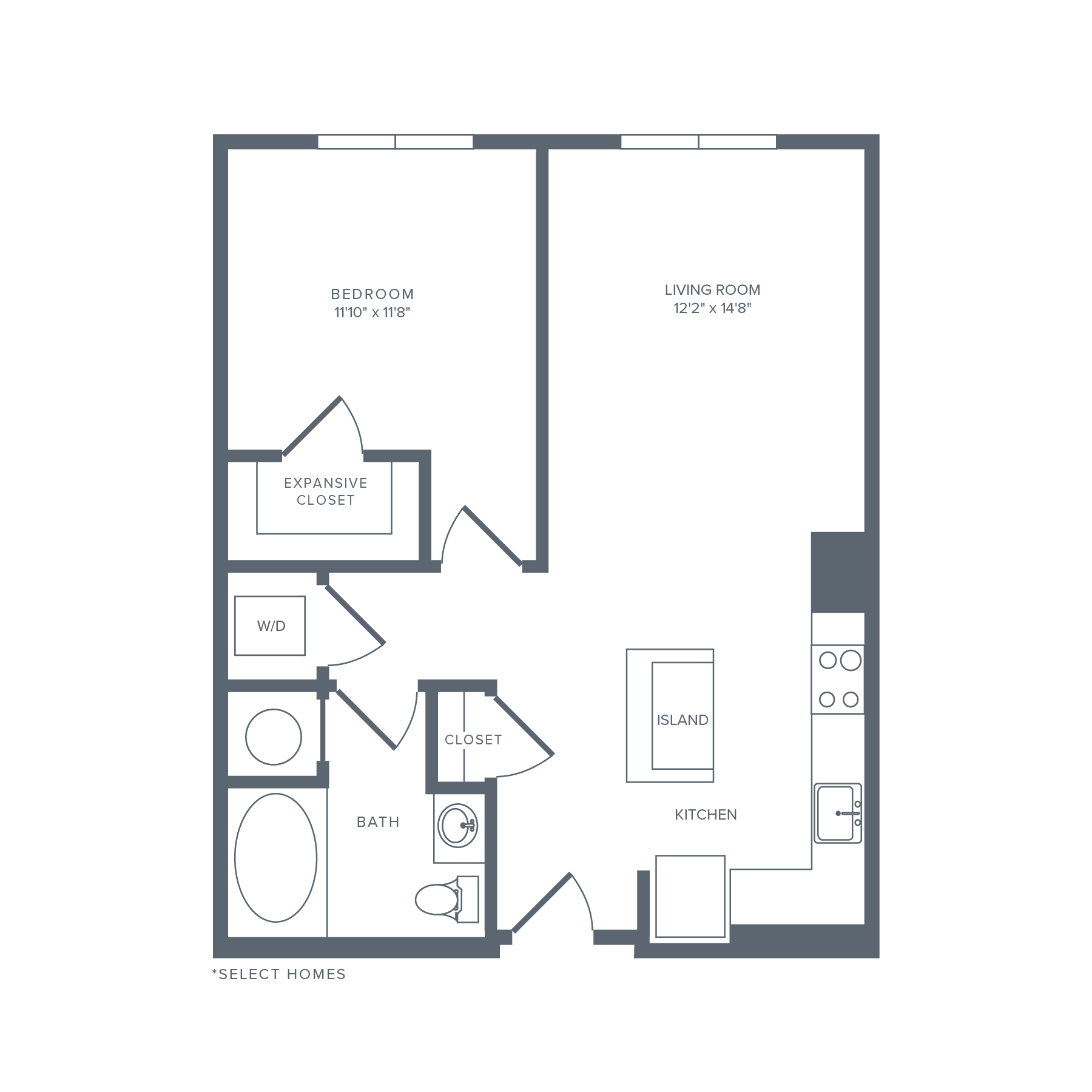 A04R | 1 Bed | 1 Bath floor plan