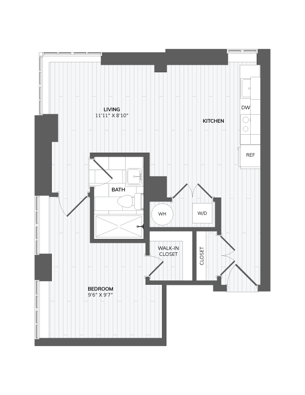 1 Bed 1 Bath-C4c floor plan