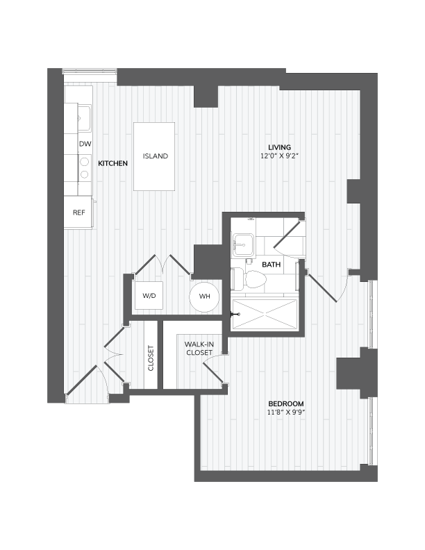 1 Bed 1 Bath-C4b floor plan