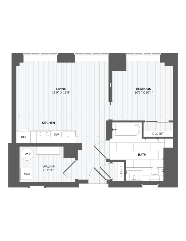 1 Bed 1 Bath-B1 Type A floor plan