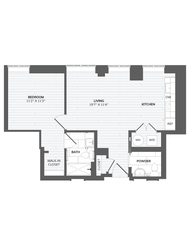 1 Bed 1.5 Bath-E1 floor plan