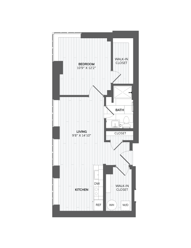 1 Bed 1 Bath-C2b floor plan