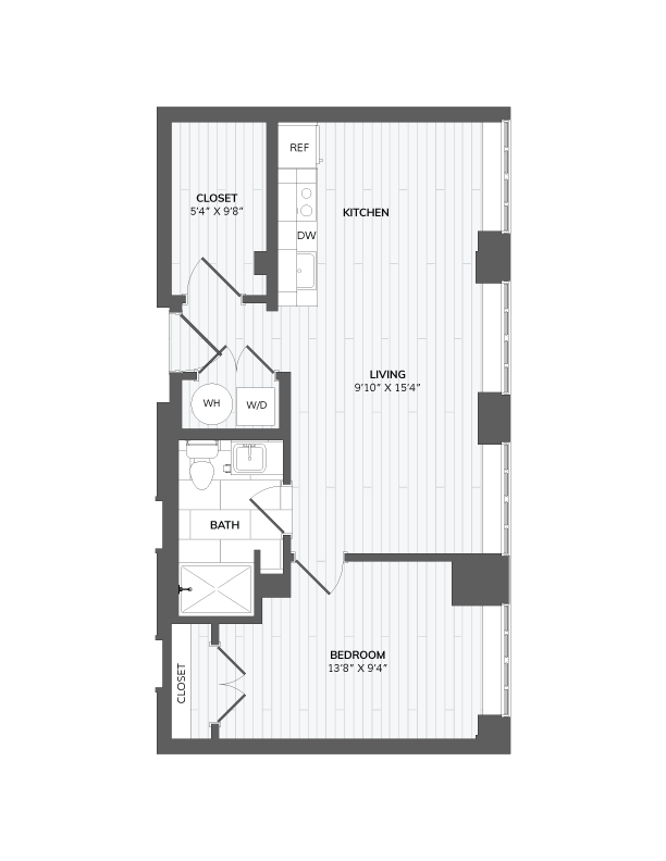 1 Bed 1 Bath-B3a floor plan