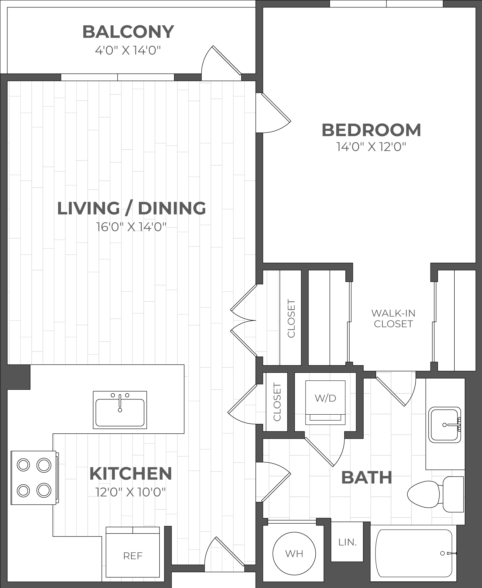 1 Bed/1 Bath-1F floor plan