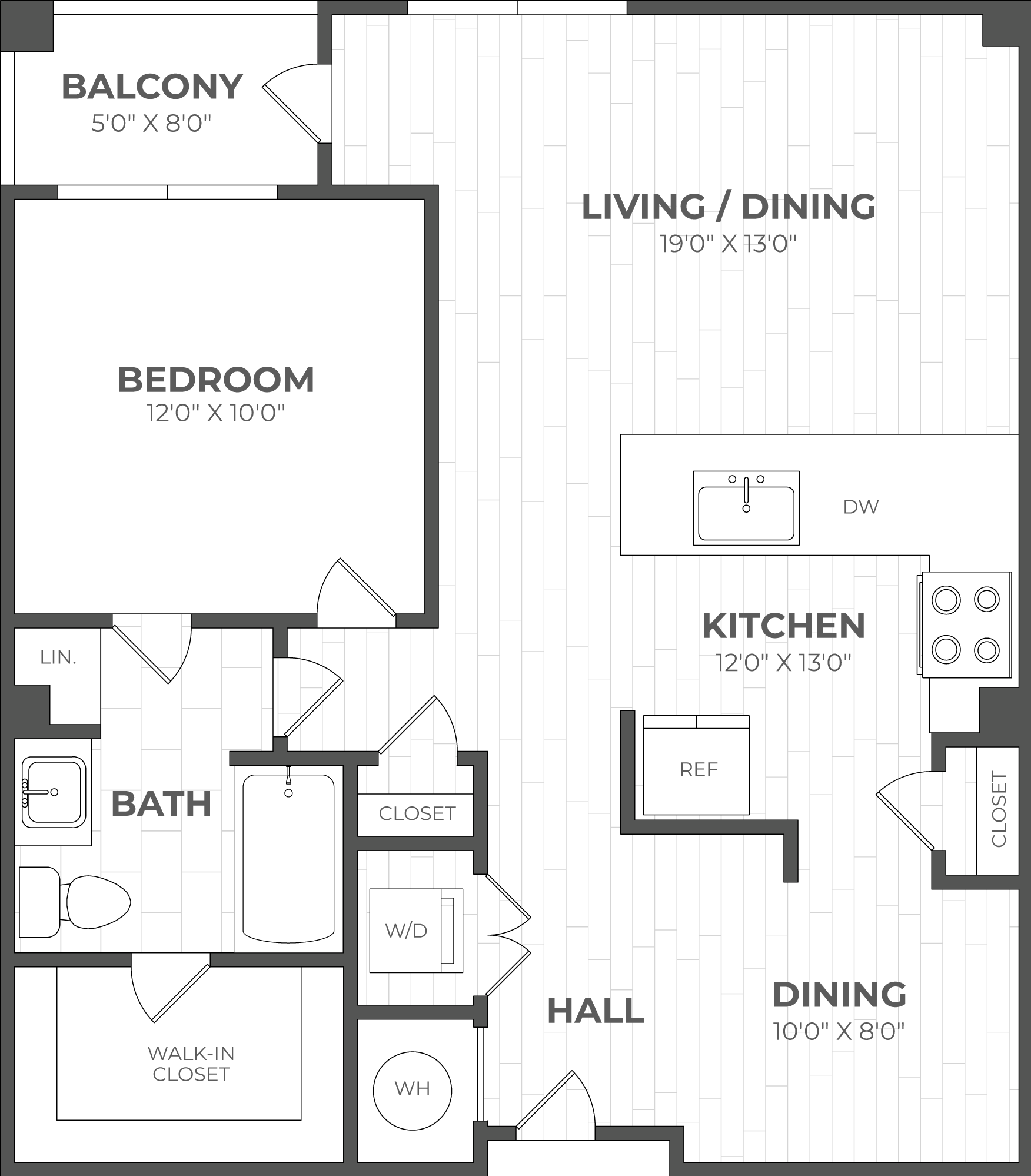 1 Bed/1 Bath-1J floor plan