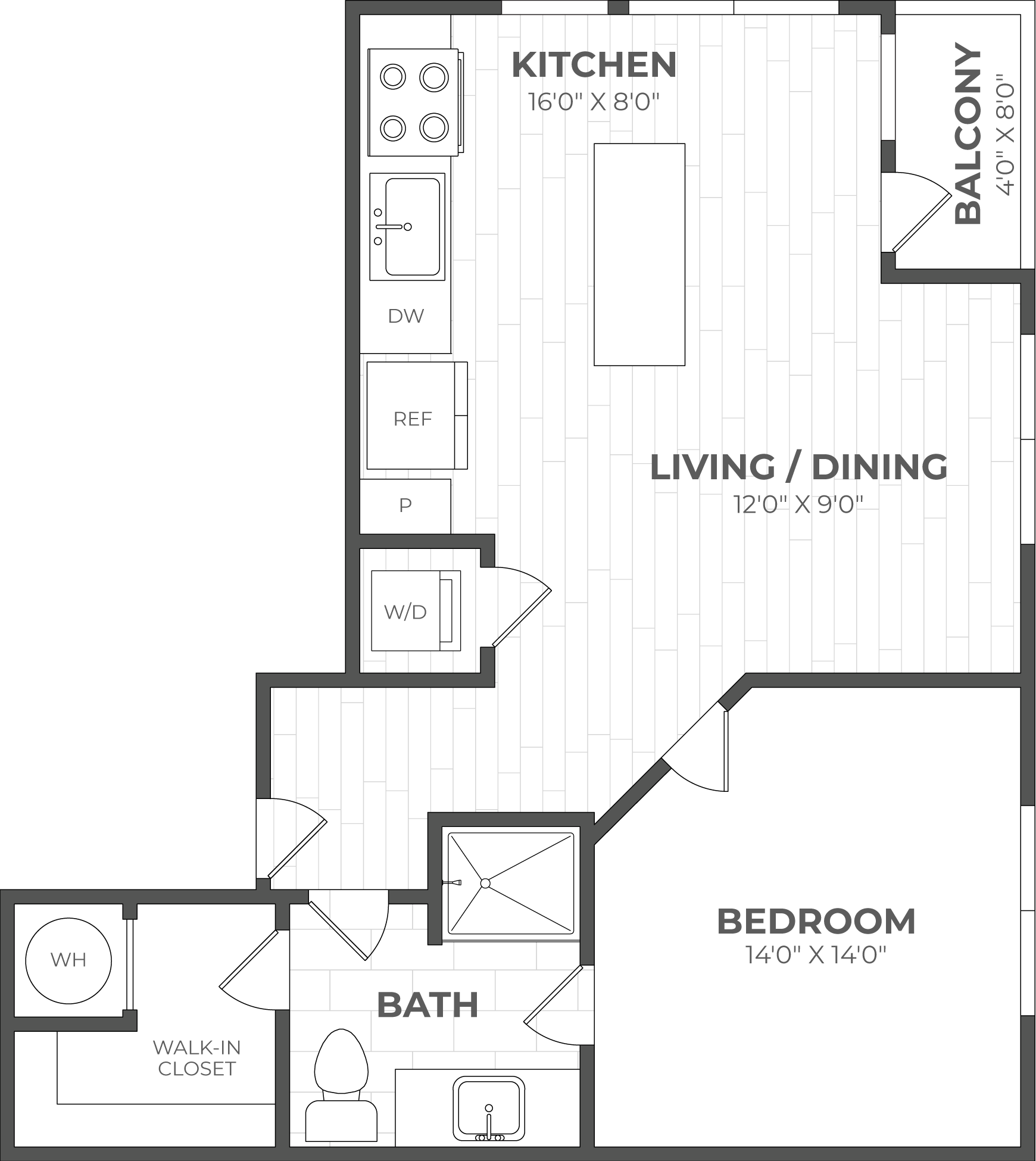 1 Bed/1 Bath-1G floor plan