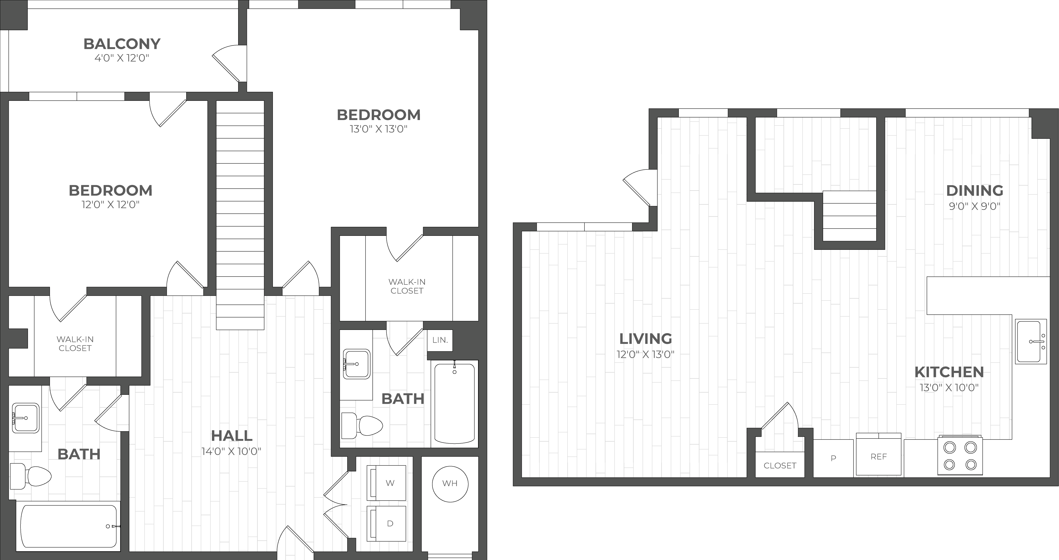 2 Bed/2 Bath TH -2K floor plan