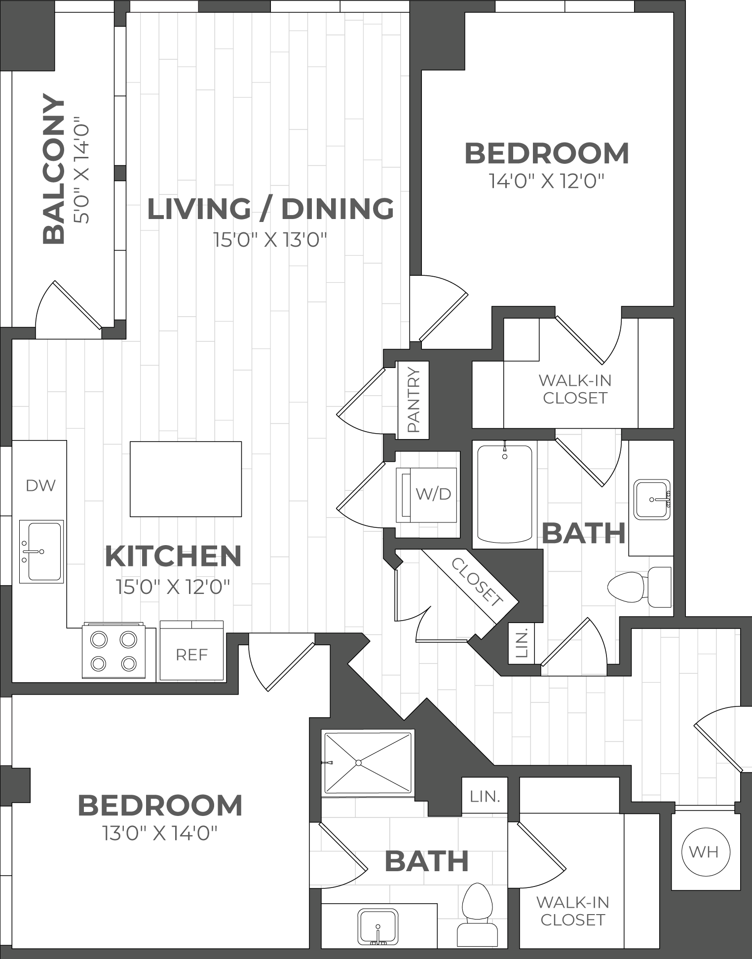 2 Bed/2 Bath-2J floor plan
