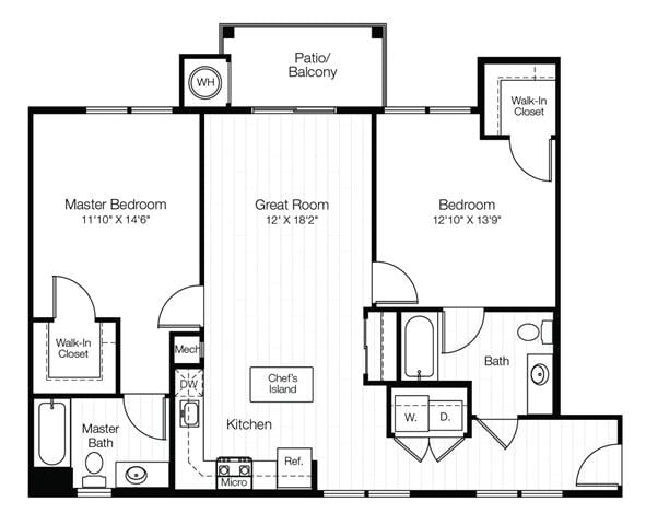 B5 2 Bedroom 2 Bath with Balcony floor plan