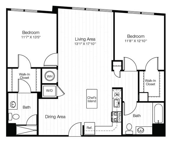 B3C 2 Bedroom 2 Bath floor plan